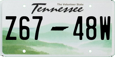 TN license plate Z6748W