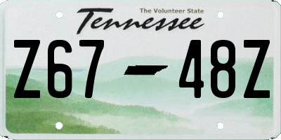 TN license plate Z6748Z