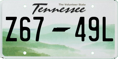 TN license plate Z6749L