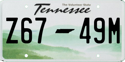 TN license plate Z6749M