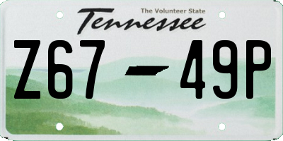 TN license plate Z6749P