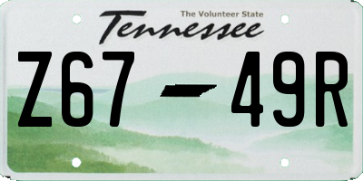 TN license plate Z6749R