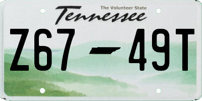 TN license plate Z6749T