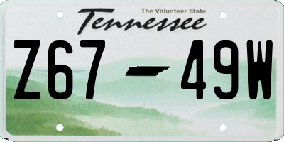 TN license plate Z6749W