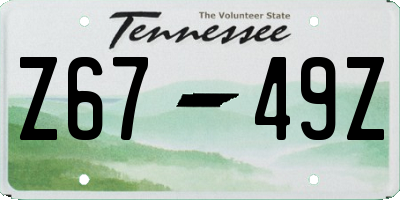 TN license plate Z6749Z