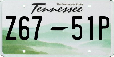 TN license plate Z6751P