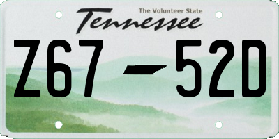 TN license plate Z6752D