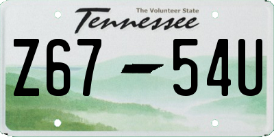 TN license plate Z6754U