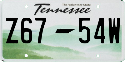 TN license plate Z6754W