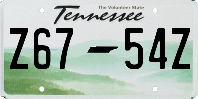 TN license plate Z6754Z
