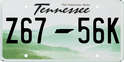 TN license plate Z6756K