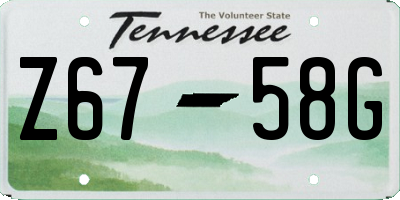 TN license plate Z6758G