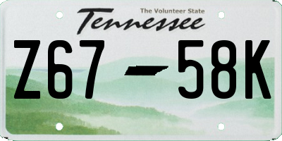 TN license plate Z6758K