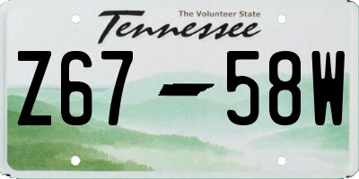 TN license plate Z6758W