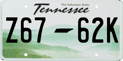 TN license plate Z6762K