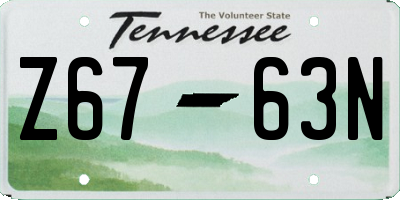 TN license plate Z6763N