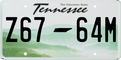 TN license plate Z6764M
