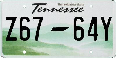 TN license plate Z6764Y