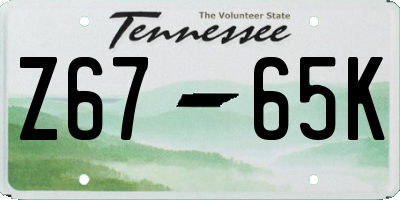 TN license plate Z6765K