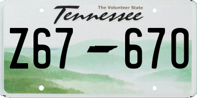 TN license plate Z6767O
