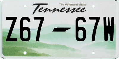 TN license plate Z6767W