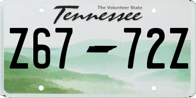 TN license plate Z6772Z