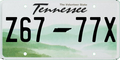 TN license plate Z6777X