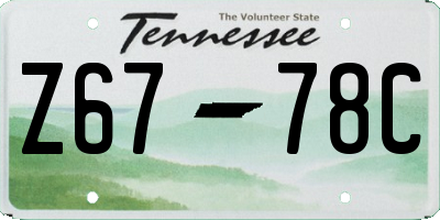 TN license plate Z6778C