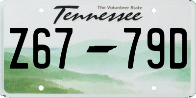 TN license plate Z6779D