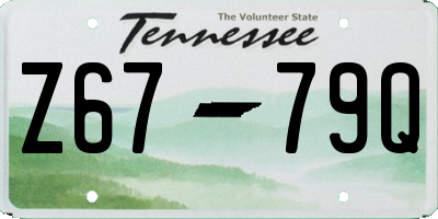TN license plate Z6779Q