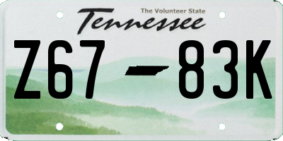 TN license plate Z6783K