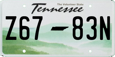 TN license plate Z6783N