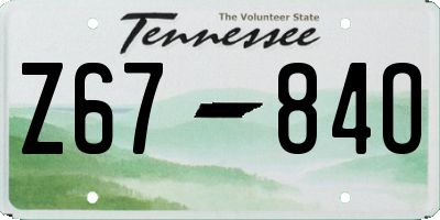 TN license plate Z6784O