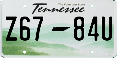 TN license plate Z6784U