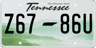 TN license plate Z6786U
