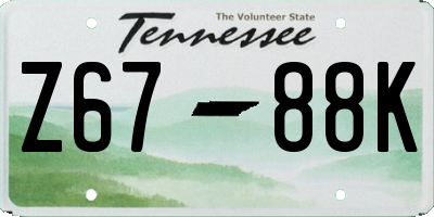 TN license plate Z6788K
