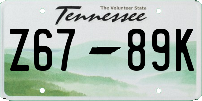 TN license plate Z6789K