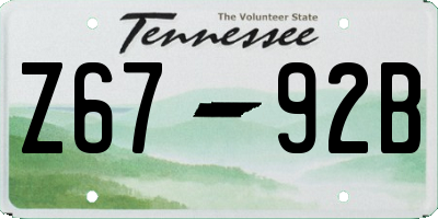 TN license plate Z6792B