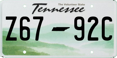 TN license plate Z6792C