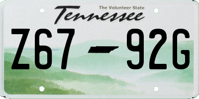 TN license plate Z6792G