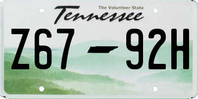 TN license plate Z6792H