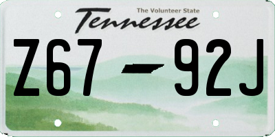 TN license plate Z6792J