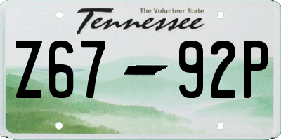 TN license plate Z6792P