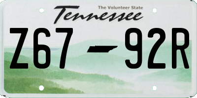 TN license plate Z6792R