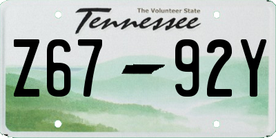 TN license plate Z6792Y