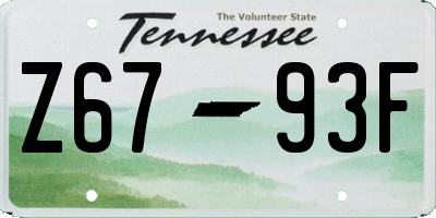TN license plate Z6793F
