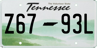 TN license plate Z6793L