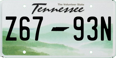 TN license plate Z6793N