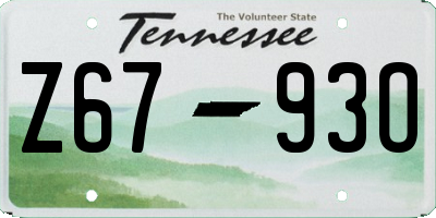 TN license plate Z6793O