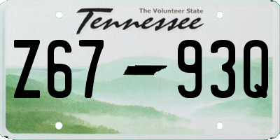 TN license plate Z6793Q